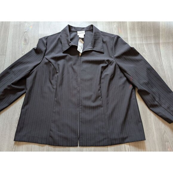 Fashion Bug Womens Plus Size 22W Black Pinstripe Zip-Front Jacket NWT - Picture 3 of 7